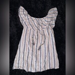 VENUS Brown and Blue Striped Dress